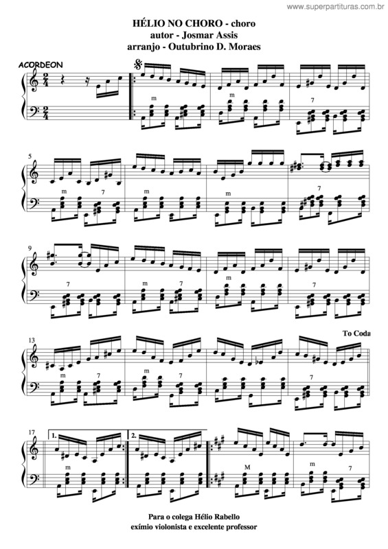 Partitura da música Hélio No Choro v.5