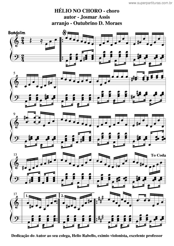 Partitura da música Hélio No Choro v.6