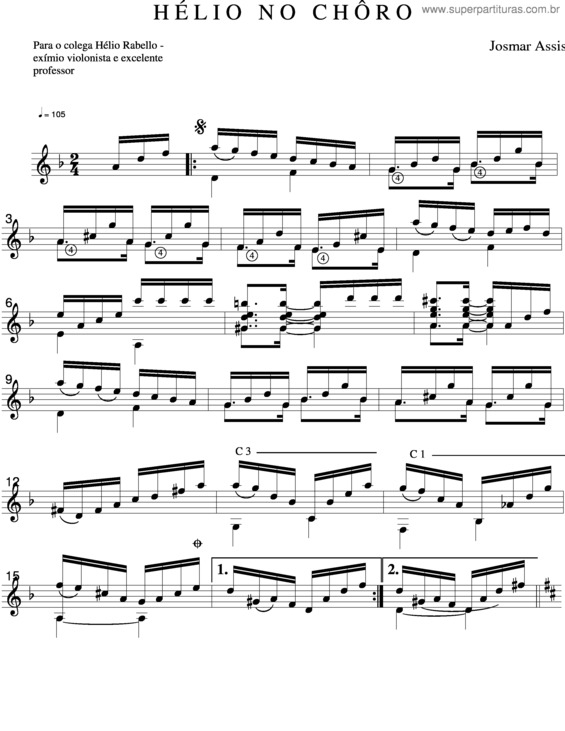 Partitura da música Hélio No Choro