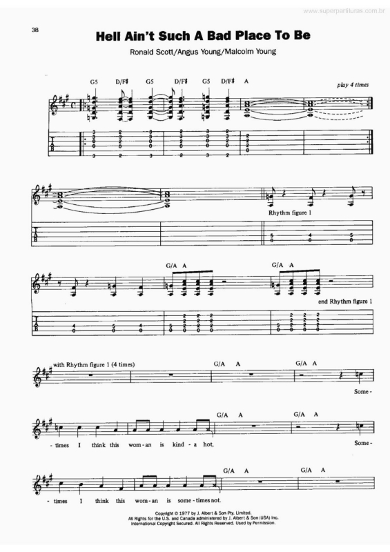Partitura da música Hell Ain`t Such a Bad Place to Be