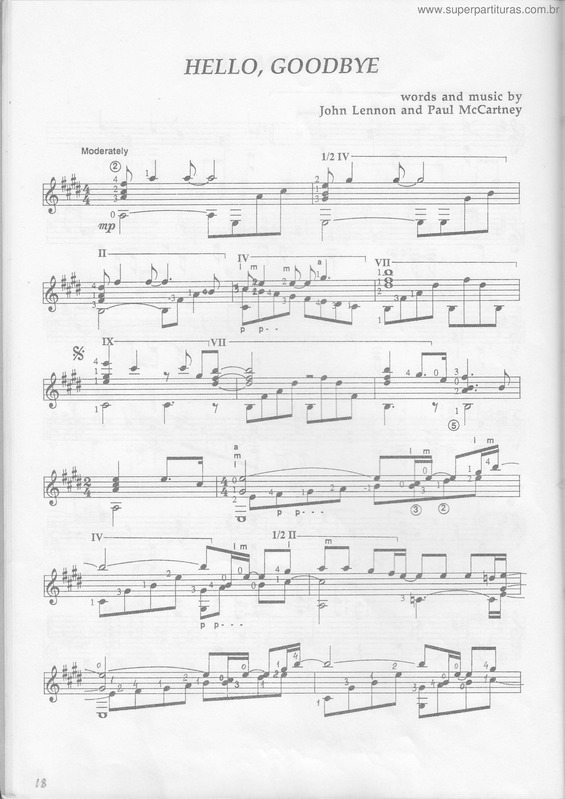 Partitura da música Hello, Goodbye v.3