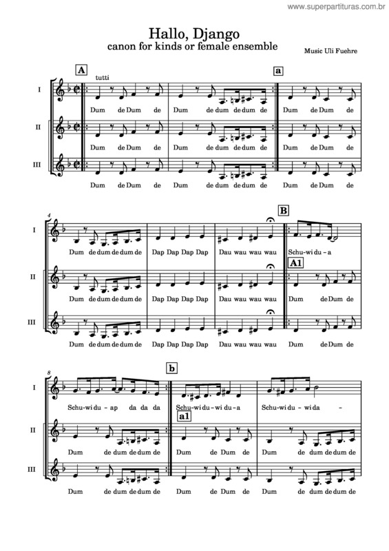Partitura da música Hello Djanga D-Moll
