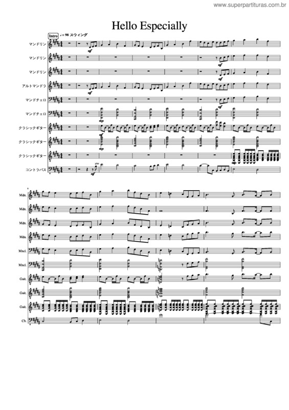 Partitura da música Hello Especially