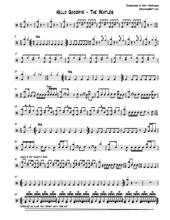 Partitura da música Hello Goodbye v.7