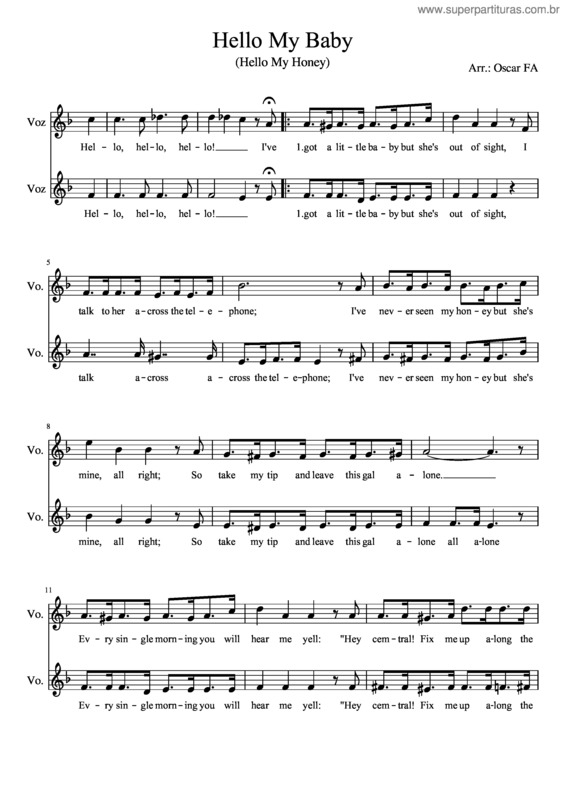 Partitura da música Hello My Baby v.3