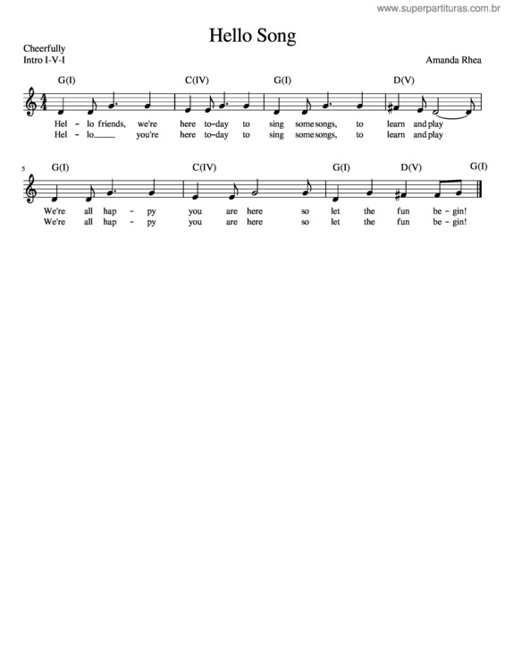 Partitura da música Hello Song v.4