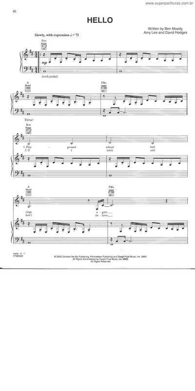 Partitura da música Hello v.12