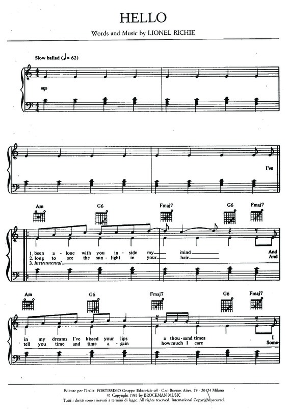 Partitura da música Hello v.23