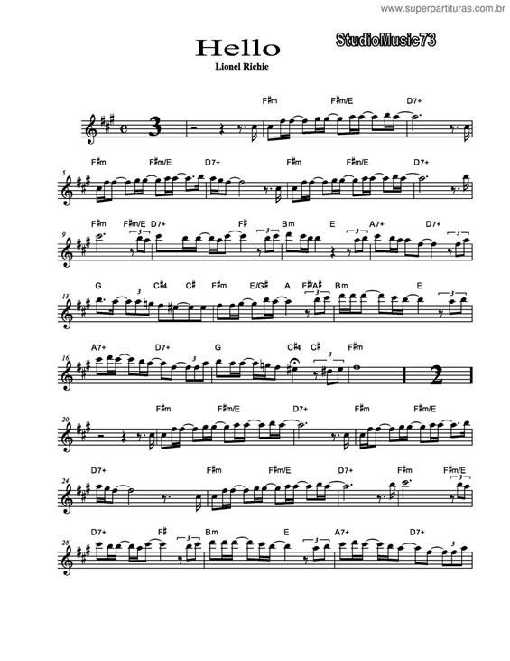 Partitura da música Hello v.4