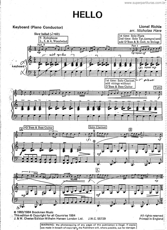 Partitura da música Hello v.7