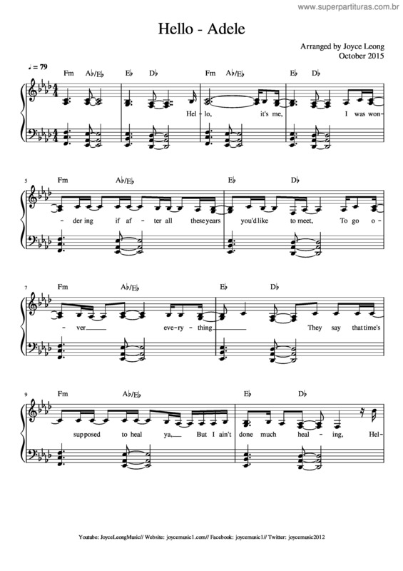 Partitura da música Hello v.9