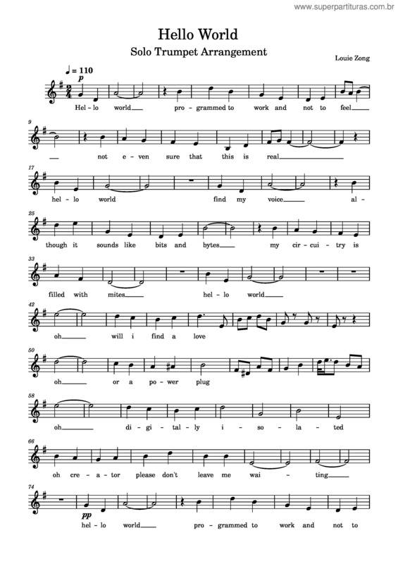 Partitura da música Hello World