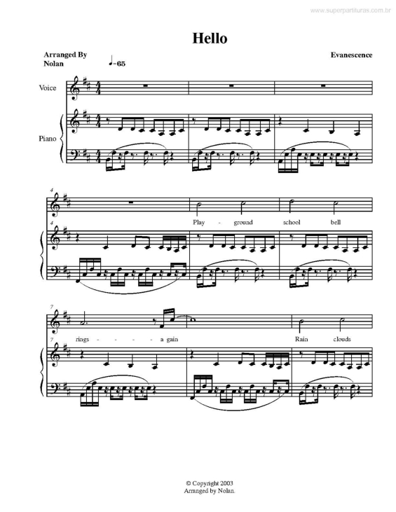 Partitura da música Hello