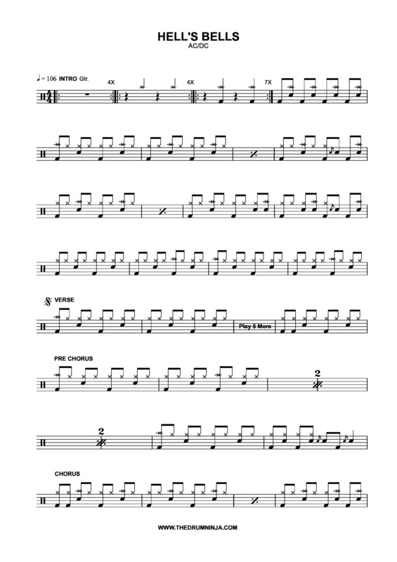 Partitura da música Hells Bells