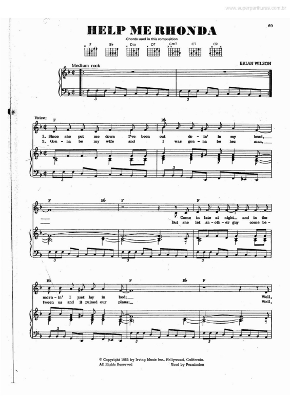 Partitura da música Help Me Rhonda