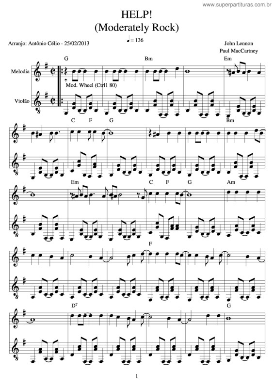 Partitura da música Helpe!