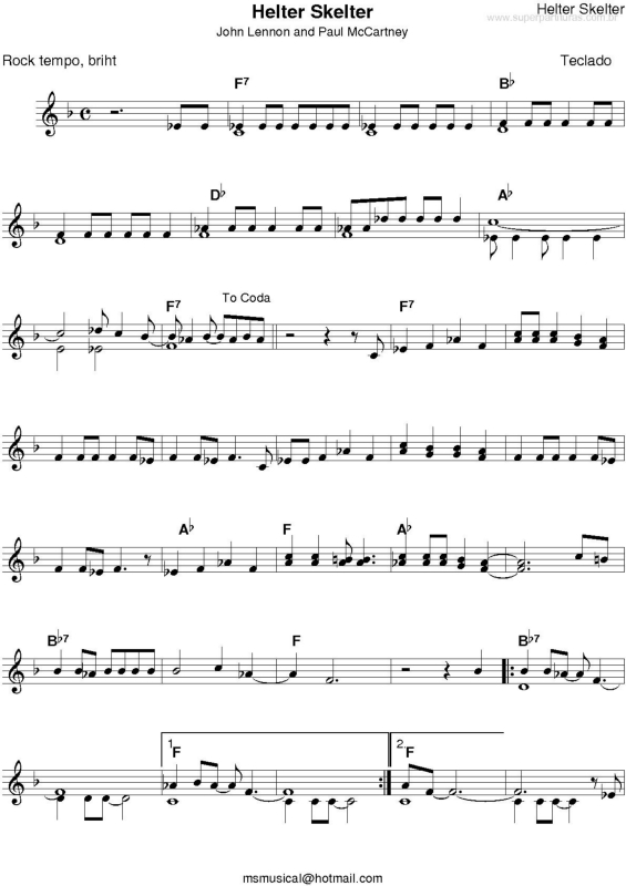 Partitura da música Helter Skelter v.2