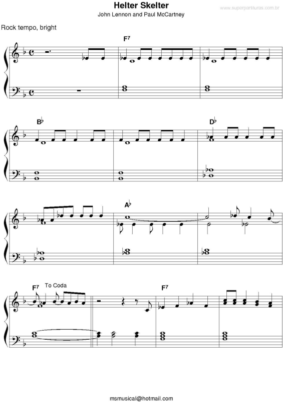 Partitura da música Helter Skelter