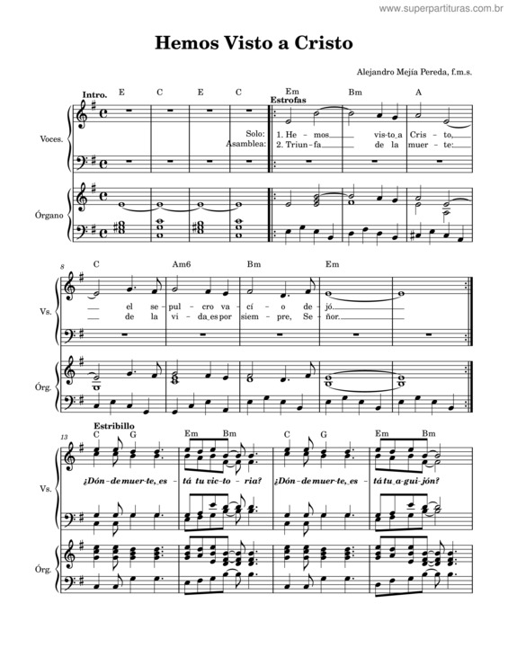 Partitura da música Hemos Visto A Cristo