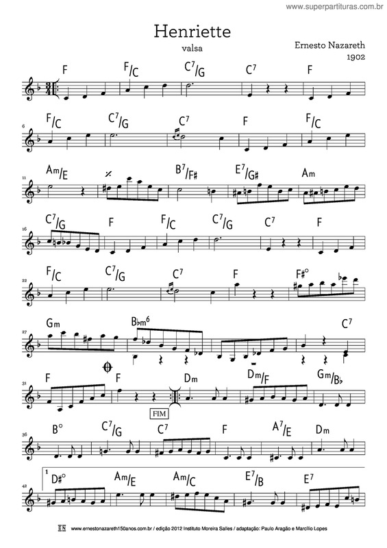 Partitura da música Henriette