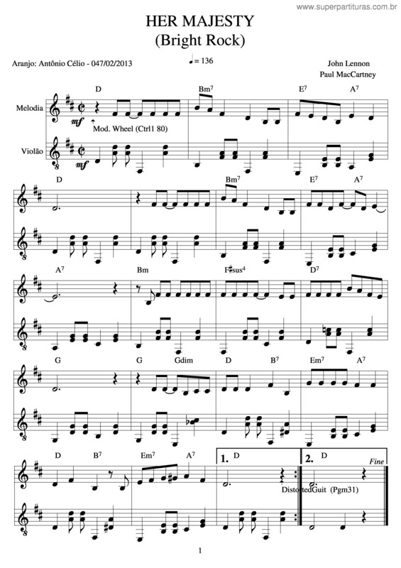 Partitura da música Her Majesty v.3