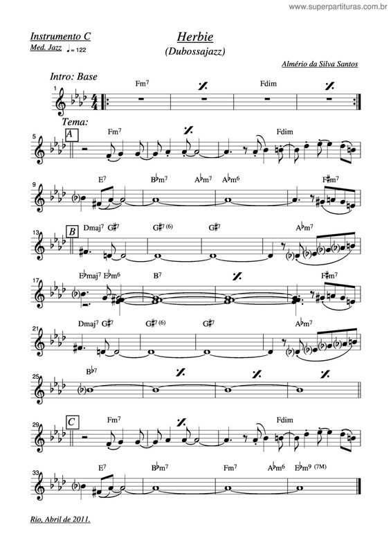 Partitura da música Herbie