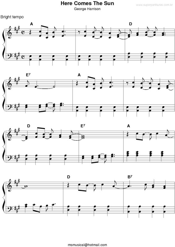 Partitura da música Here Comes the Sun v.3