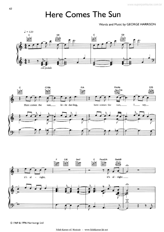 Partitura da música Here Comes the Sun v.4