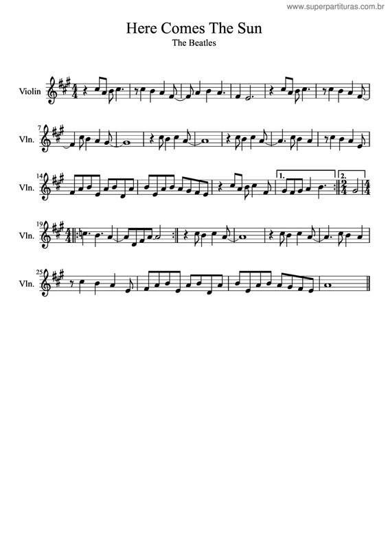 Partitura da música Here Comes The Sun v.5