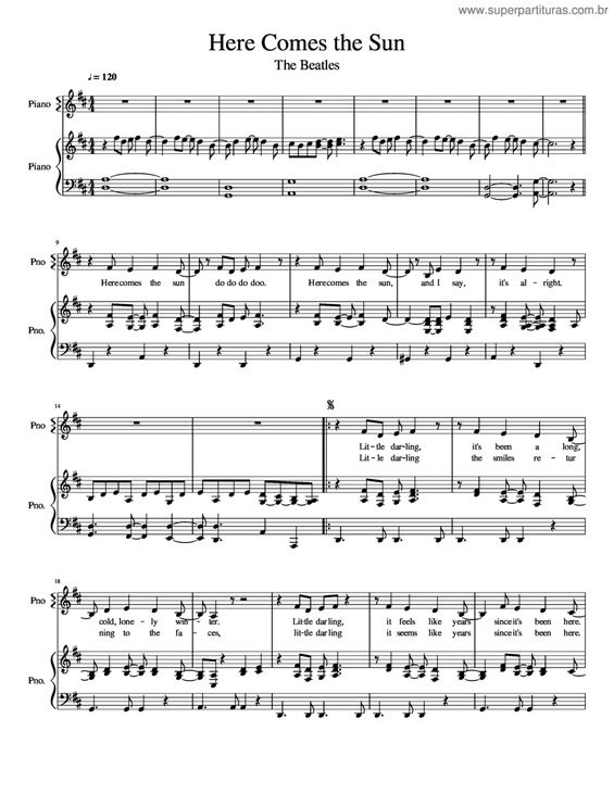 Partitura da música Here Comes The Sun v.6