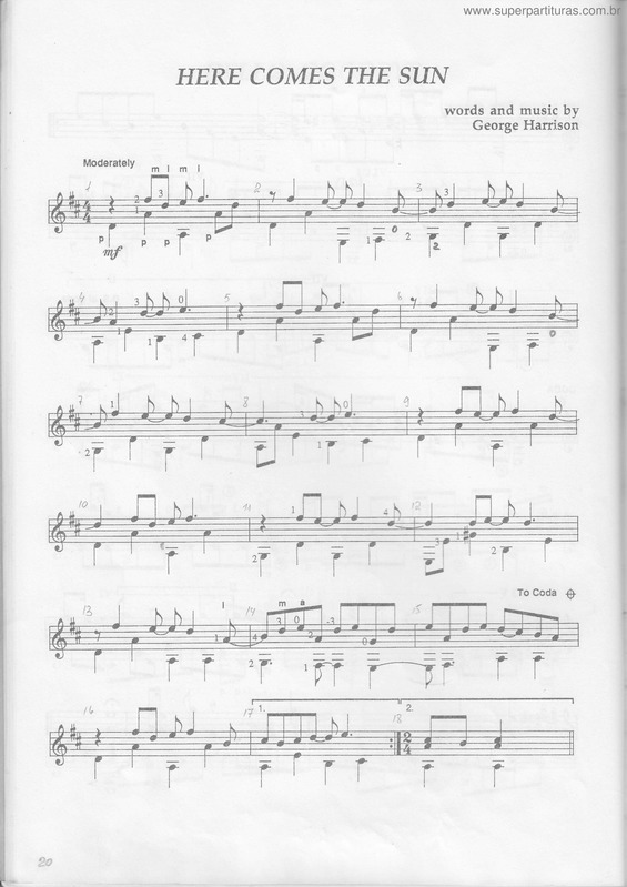 Partitura da música Here Comes The Sun v.7