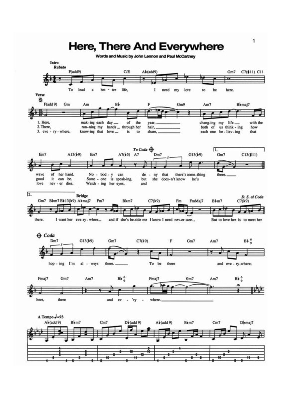 Partitura da música Here There And Everywhere (The Beatles)