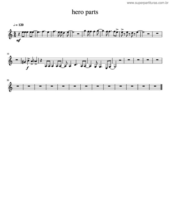Partitura da música Hero Parts