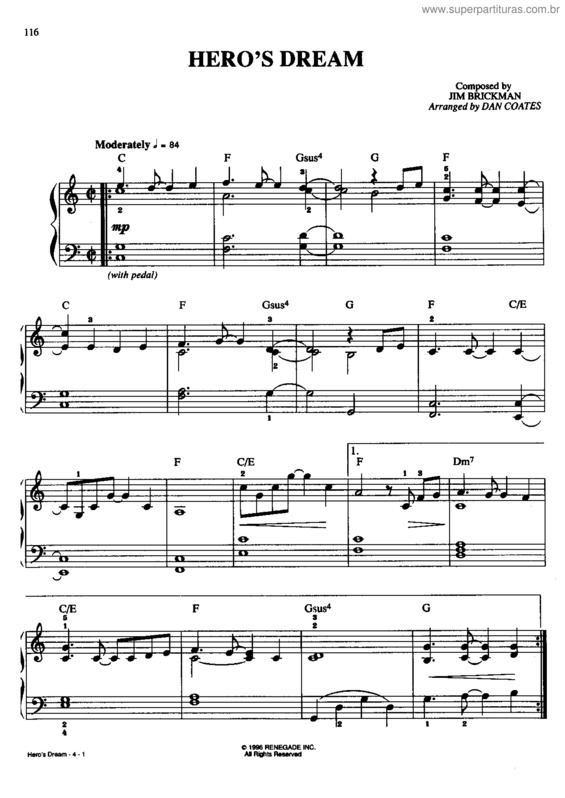 Partitura da música Hero`s Dream