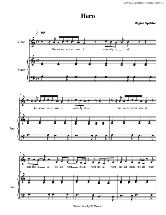 Partitura da música Hero v.3