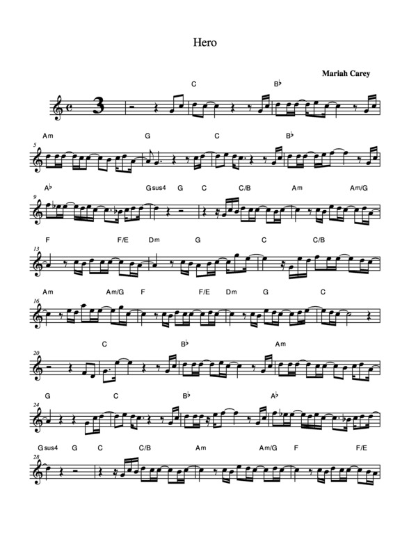 Partitura da música Hero v.8