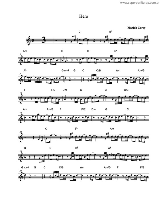 Partitura da música Hero