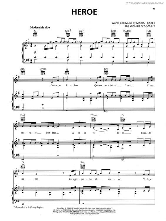 Partitura da música Heroe