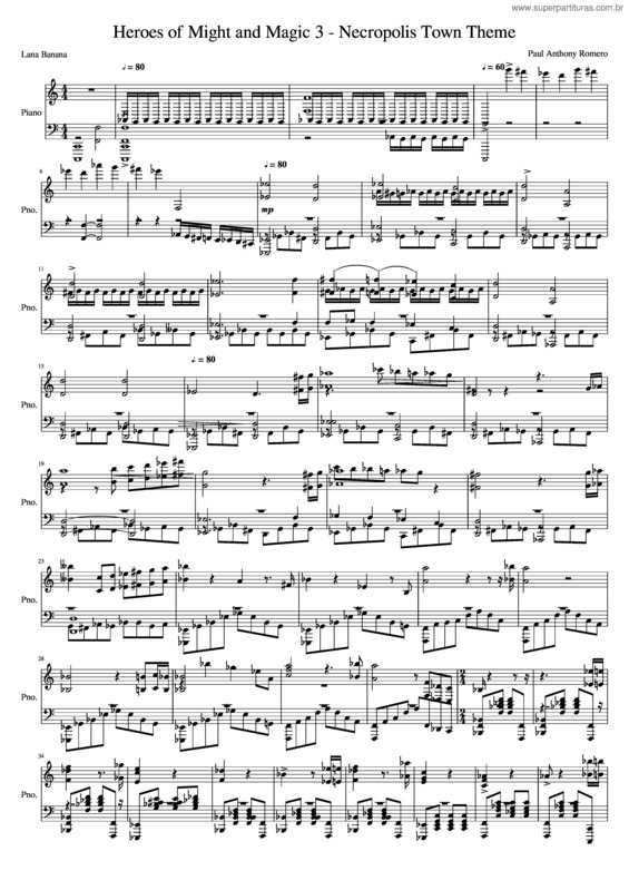 Partitura da música Heroes Of Might And Magic 3 – Necropolis Town Theme