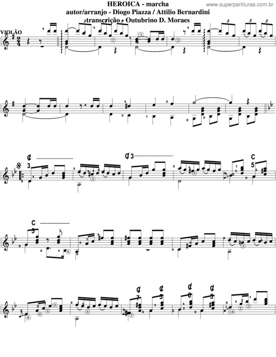 Partitura da música Heróica v.2