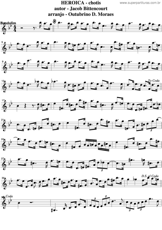 Partitura da música Heróica