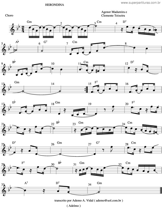 Partitura da música Herondina