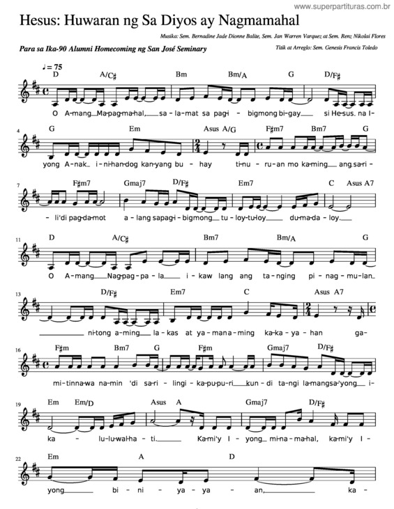 Partitura da música Hesus Huwaran Ng Sa Diyos Ay Nagmamahal