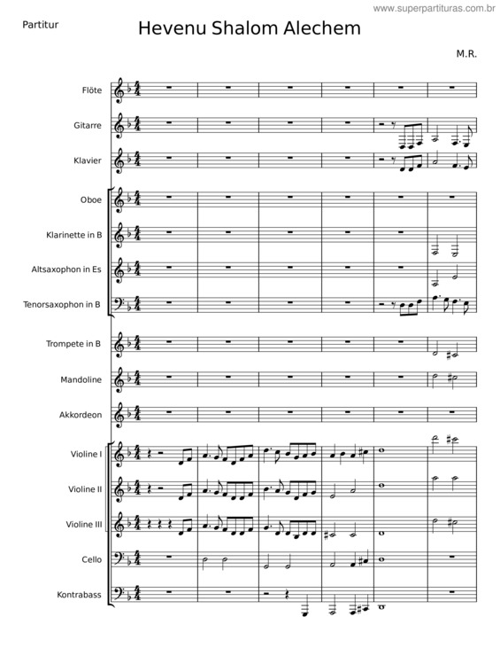 Partitura da música Hevenu Shalom Alechem v.2