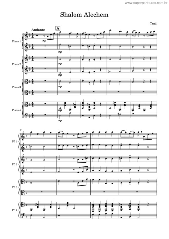 Partitura da música Hevenu Shalom Alechem