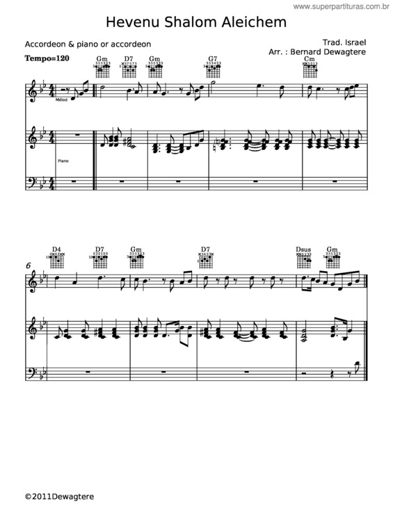 Partitura da música Hevenu Shalom Aleichem – Misc Traditional v.3