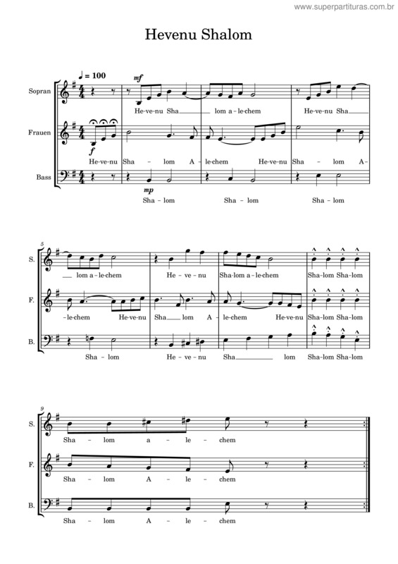 Partitura da música Hevenu Shalom Aleichem – Misc Traditional v.4