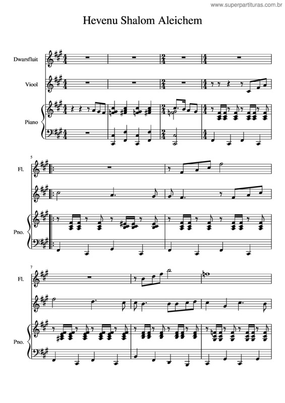 Partitura da música Hevenu Shalom Aleichem v.2