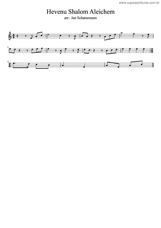 Partitura da música Hevenu Shalom Aleichem