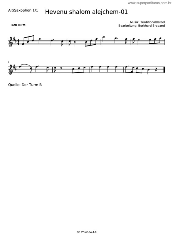 Partitura da música Hevenu Shalom Alejchem–01–F/Dm–Alt/Saxophon 1/1